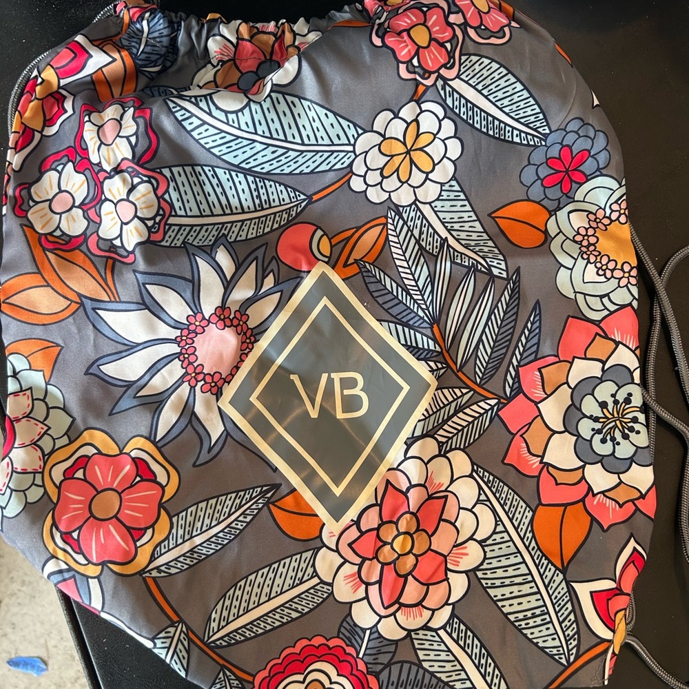 Vera Bradley Floral Drawstring Backpack - Gray and Multicolor
